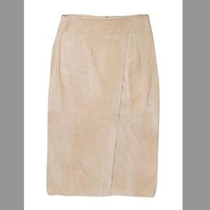 Vince Midi Suede Leather Skirt - Size 2, Faux-Wrap